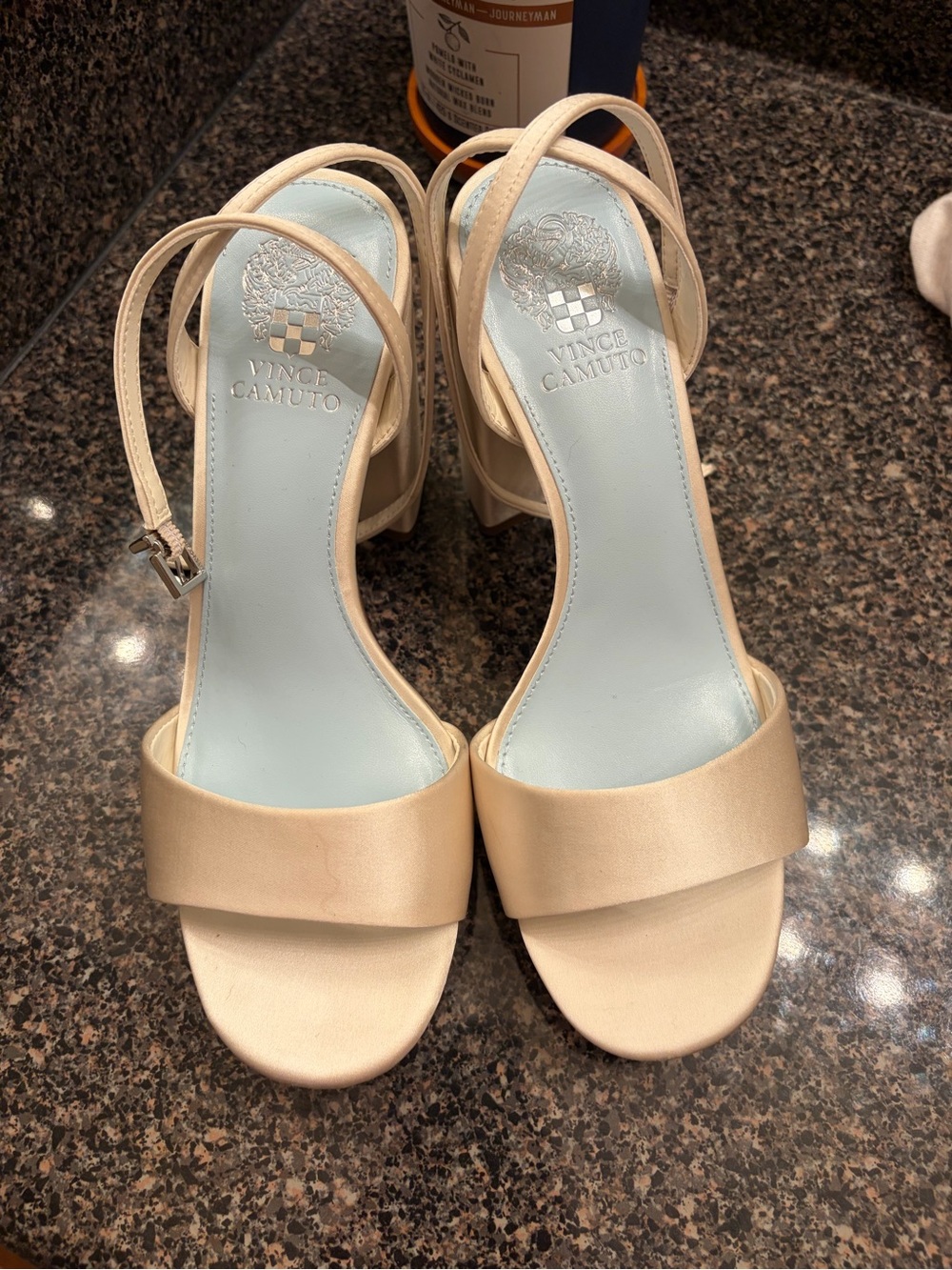 Vince Camuto Women's white Ankle-Strap Block Heel